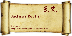 Bachman Kevin névjegykártya
